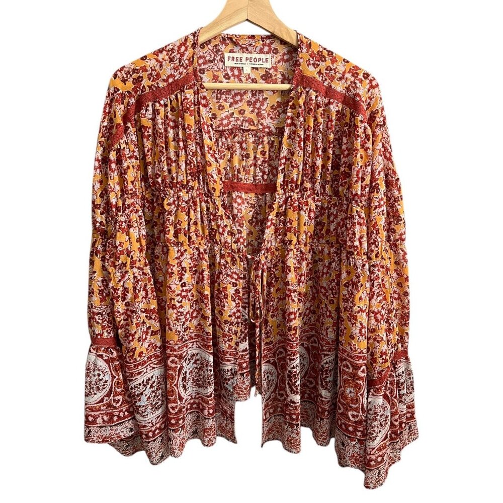 Free People Red and Yellow Floral Blouse - Picture 2 of 9
